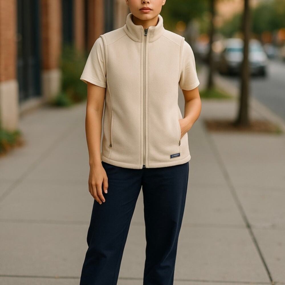 Patagonia Cream Natural Synchilla Fleece Sleeveless Zip Front Vest